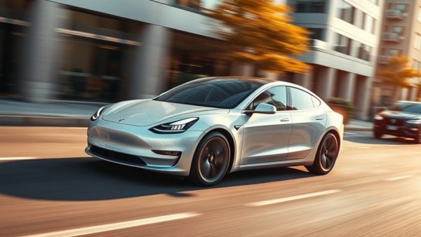 Tesla robotaxi driving on urban street