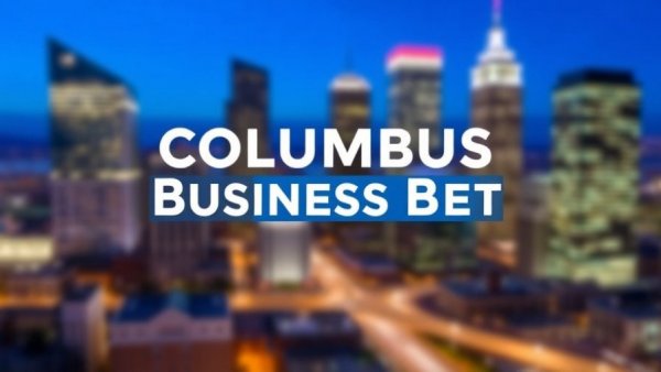 Columbus Business Beat graphic with a blue city silhouette