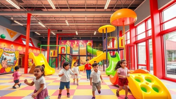 Children enjoying Michigan indoor experiences in a colorful playground.
