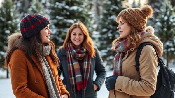Two women discussing issues outdoors in snowy Michigan background.