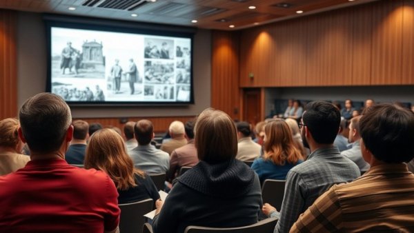 Hill Auditorium inclusive history panel discussion in a modern lecture hall.