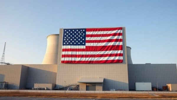 American flag on power plant signifying contracted loads for reliable energy solutions.