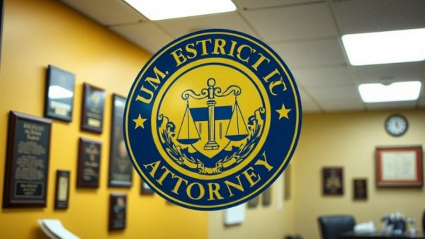 District Attorney seal emphasizing justice in office setting.