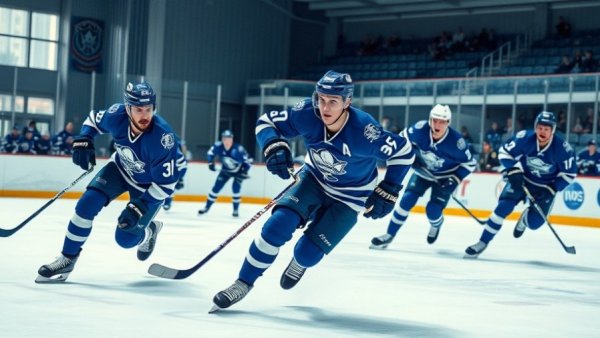 Mona Shores hockey standout Eli Habetler in action on ice rink.