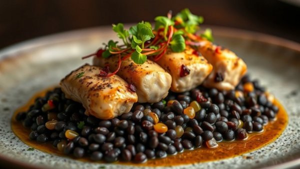 Gourmet chicken dish at Kalamazoo Restaurant Week, artfully presented.