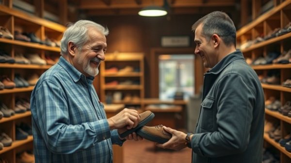 Texas small business optimism depicted in a warm shoe store interaction.