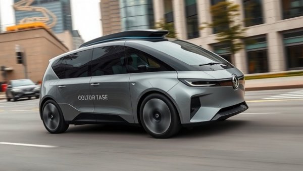 Autonomous car driving in a city setting, showcasing urban automotive reviews Michigan.