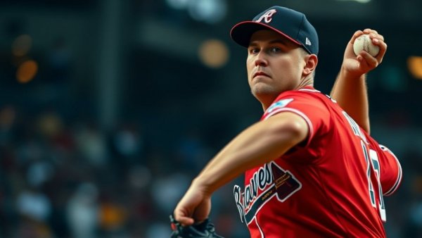 Braves player pitching at spring training game
