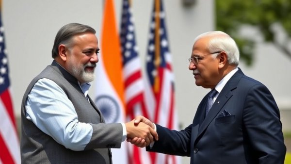 Global leaders shaking hands at an international meeting with flags in the background.