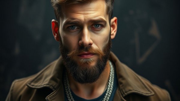 Portrait of a stylish man, looking confident, studio setting.