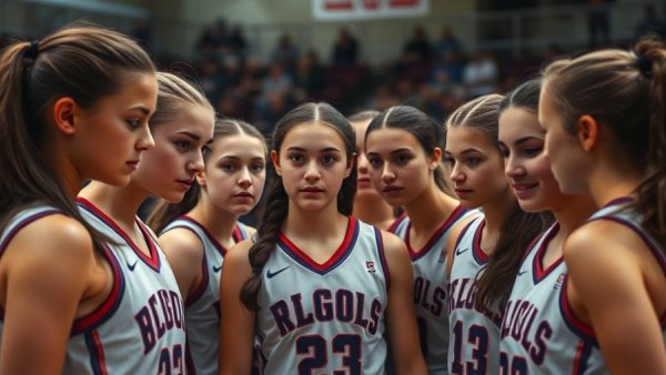 2026 Saginaw-area girls basketball district team huddle in gym