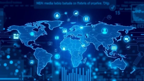 Futuristic AI interface in digital media production software market concept.