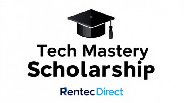 Tech Mastery Scholarship logo with Rentec Direct branding.