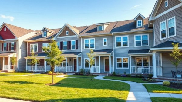 Modern suburban townhouses illustrating third-party property oversight.