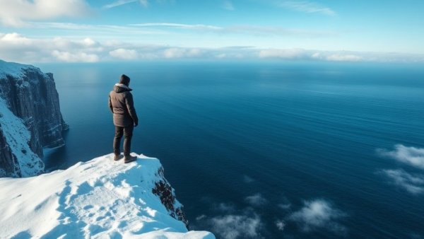 Winter scene by the ocean related to Groundhog Day the Musical.