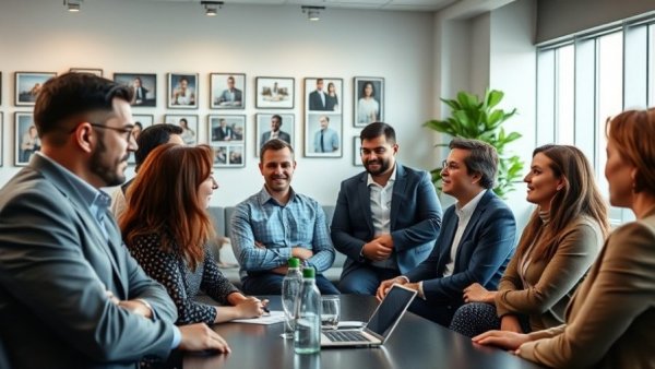 People discussing Michigan agriculture in a modern conference room.