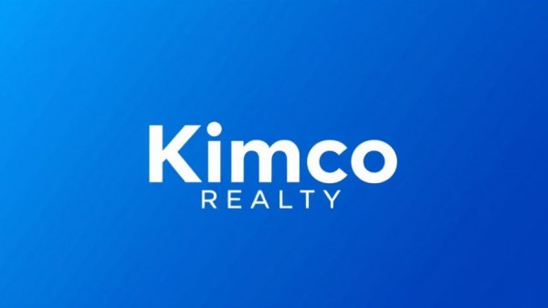 Kimco Realty logo on blue gradient for conference presentation