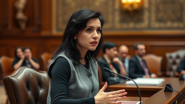 Woman addressing Michigan women's prison mold health issues at formal hearing.