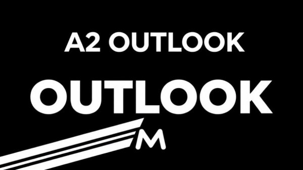 Banner displaying 'A2 OUTLOOK' in bold white text on black background.