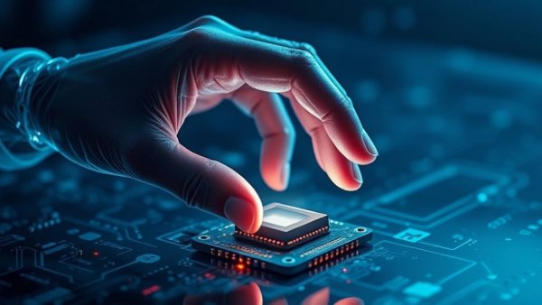 Futuristic AI chip representation for startups funding