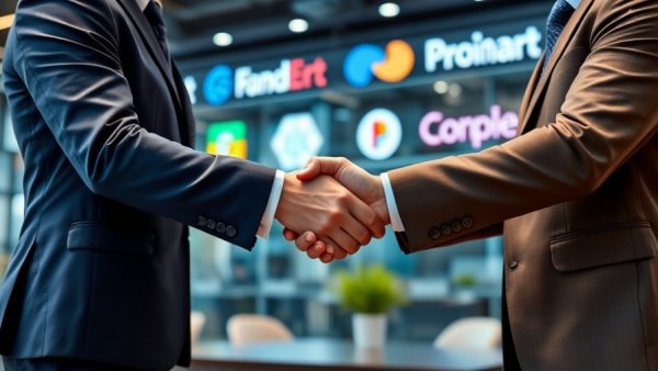 Business professionals shaking hands signaling partnership in data-led marketing strategy.