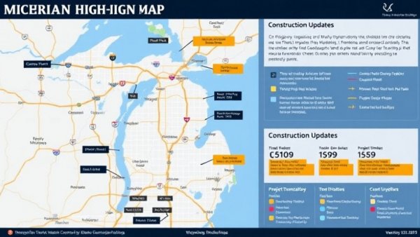 Michigan transportation construction updates map showing routes and plans.
