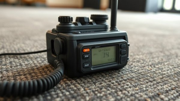 Tactical radio for active shooter training places of worship Michigan, on a carpeted floor.