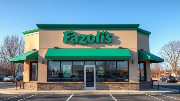 Closed Fazoli's location in West Michigan, empty parking lot.