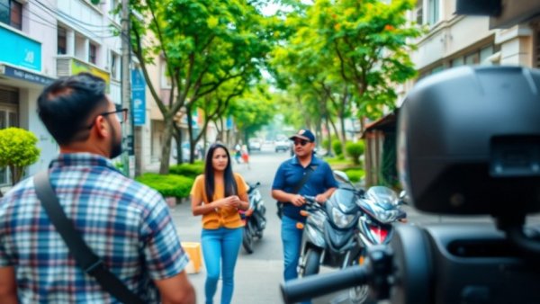 CCTV footage of urban street with motorcycles in Gurnee during daytime.