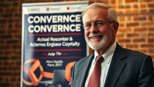 Portrait of a distinguished elderly man, black pioneers in Michigan health care, smiling before a banner.