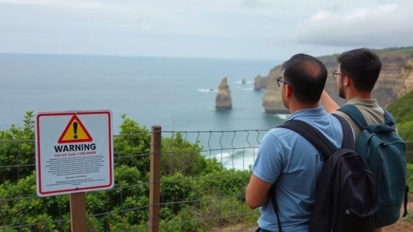 People at fence with no trespassing sign at Thornton State Beach.