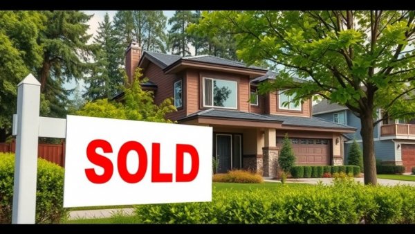 Sold sign in front of suburban home, lush greenery.