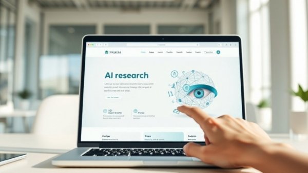 AI governance webpage on laptop screen highlighting research and safety.