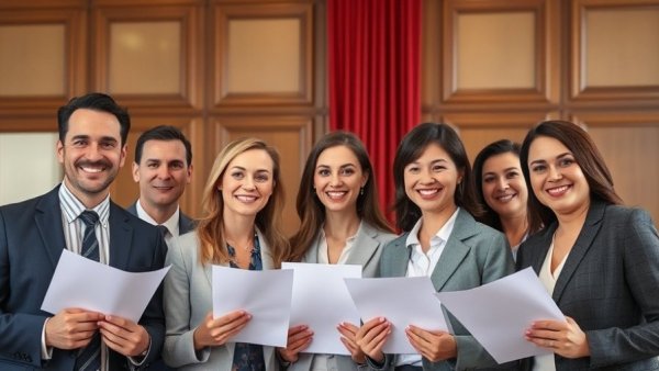Group of professionals holding documents related to Michigan laws for individuals with disabilities.