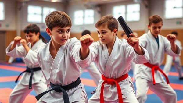 Karate kids practicing martial arts at B.C. Winter Games