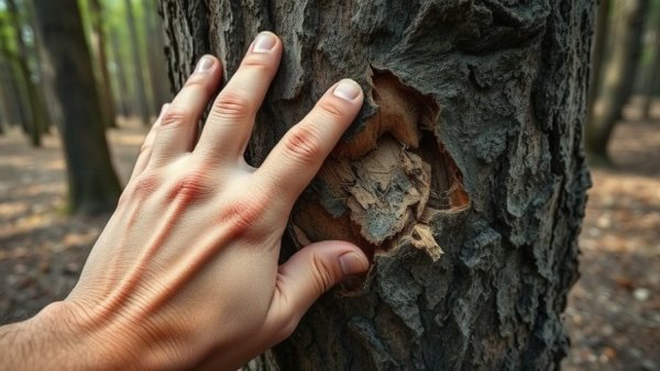 Tree bark damage from local invasive species in New York.