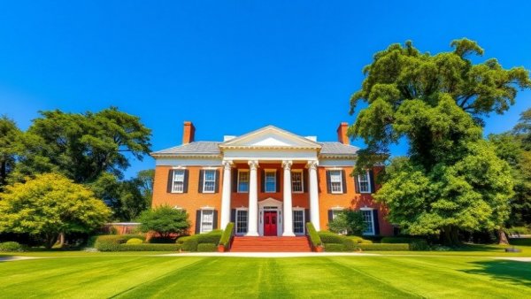 Historic Parkwood Estate with well-maintained greenery under a clear sky.