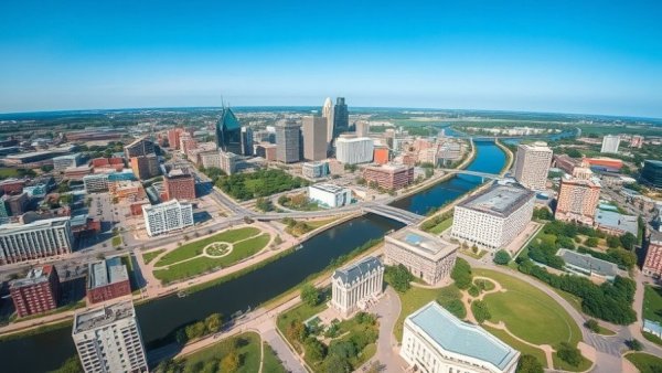 Aerial view of Wichita, perfect for promoting the lawn care rebate program.