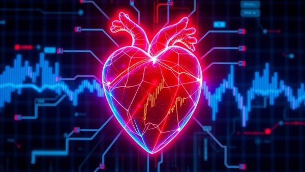 Innovative digital hologram of a heart with data graphs, Northern Michigan surgeons innovation healthcare.