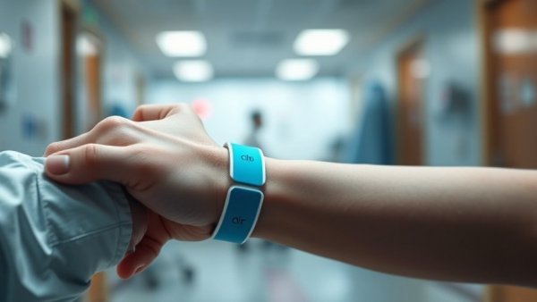 Patient's arm with hospital wristbands in a Metro Detroit setting.