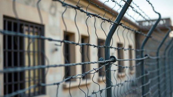 Michigan prison exterior with razor wire security.