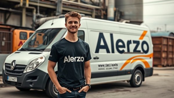 Alerzo employee with van, illustrating e-commerce presence.