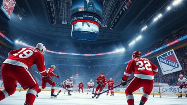 Detroit Red Wings offensive struggles during intense game scene.