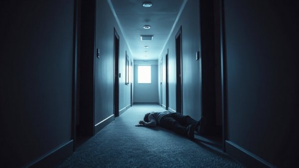 Rental property oversight services in dimly lit hallway with person