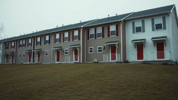 Rental property oversight services shown with townhouses on a grassy slope.