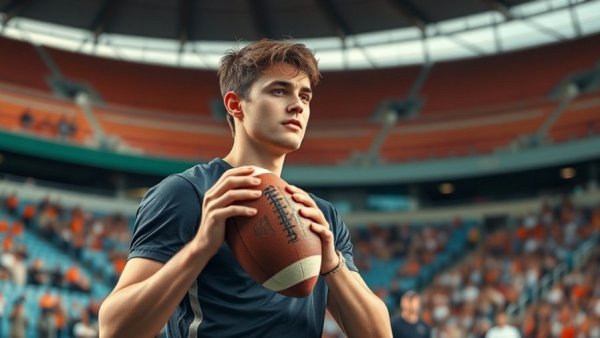 Michigan quarterback target Dane Weber poised on the field during practice.