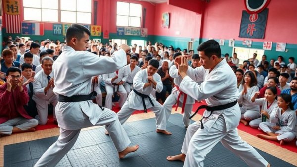 Community karate event for blood cancer with participants breaking boards