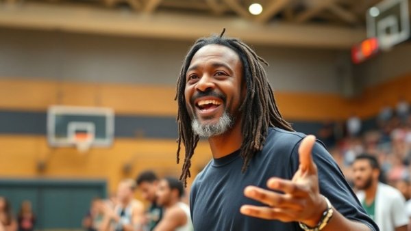 Coach engaging with players during Saginaw-area girls basketball tournament.