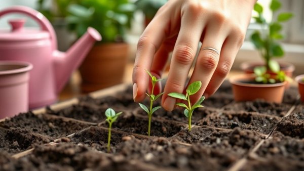 March seed starting guide Muskegon: planting seeds in trays indoors.
