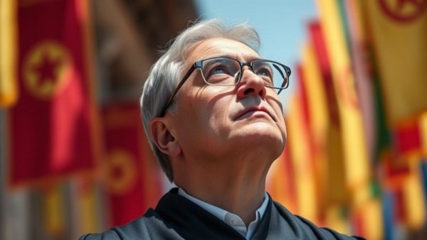 Eugene Robinson in a dark robe, gazing upward, Freedom Lost Freedom Won.